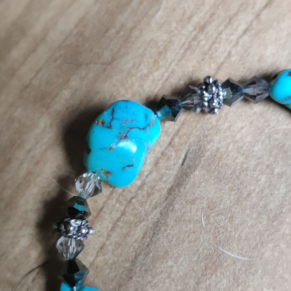 Vintage Raw Turquoise and Silver Necklace Set - Picture 8 of 11